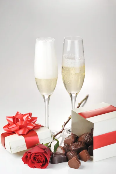Champagne och choklad — Stockfoto
