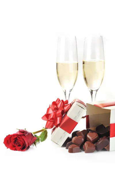 Champagne en chocolade — Stockfoto