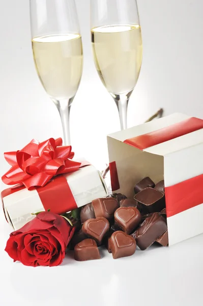 Champanhe e chocolate — Fotografia de Stock