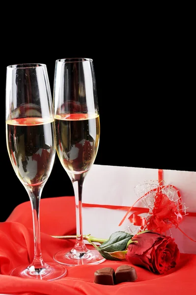Champagne and letter — Stock Photo, Image