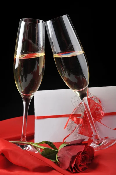 Champagne e lettera — Foto Stock