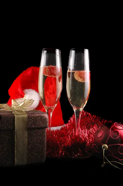 杯香槟与草莓 — 图库照片