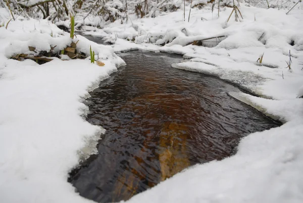 Kleine rivier in de winter — Stockfoto