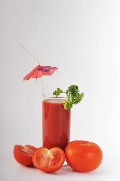 Tomatensap in glas — Stockfoto