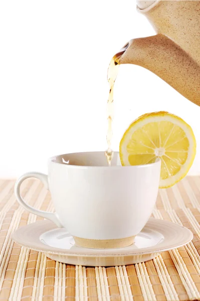 Varmt te med citron — Stockfoto