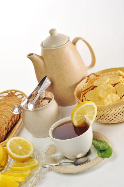 stock image Cup of tea and cookies