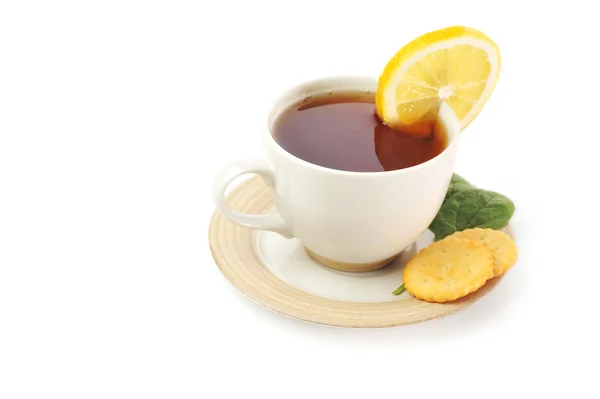 stock image Cup of tea with pastry