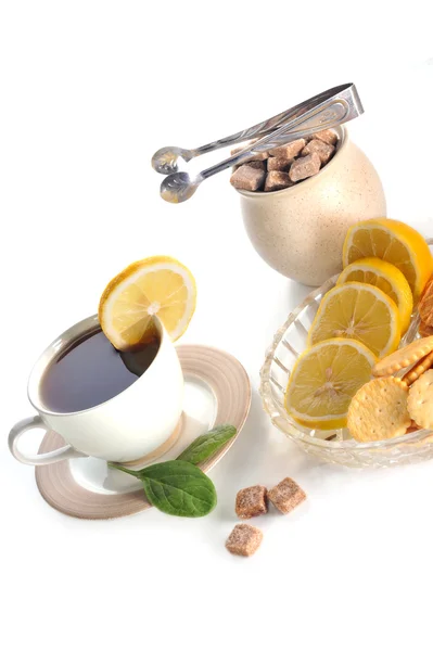 Kopje thee met citroen — Stockfoto