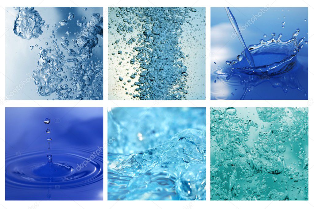 Different water bubles and drops