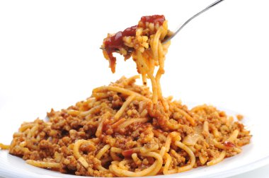 Macaroni with meat and tomato clipart