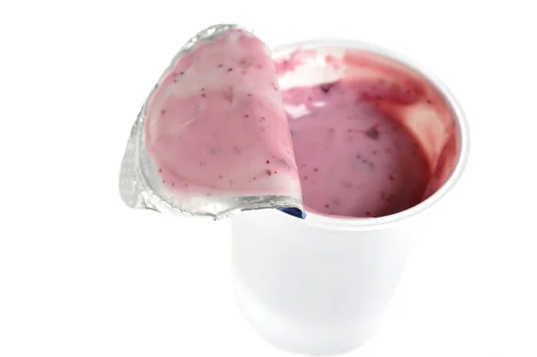 stock image Tasty yoghurt in plastic glass