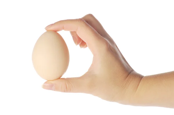 Kadın elini tutarak yumurta — Stok fotoğraf