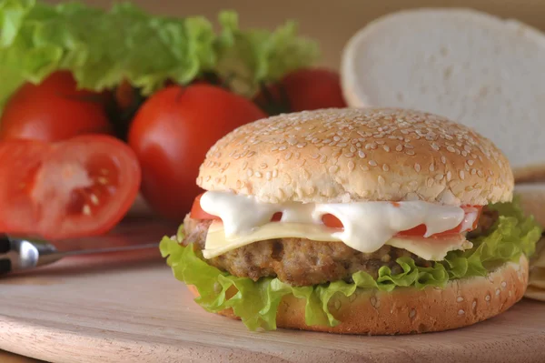 Sandwich mit Schnitzel — Stockfoto