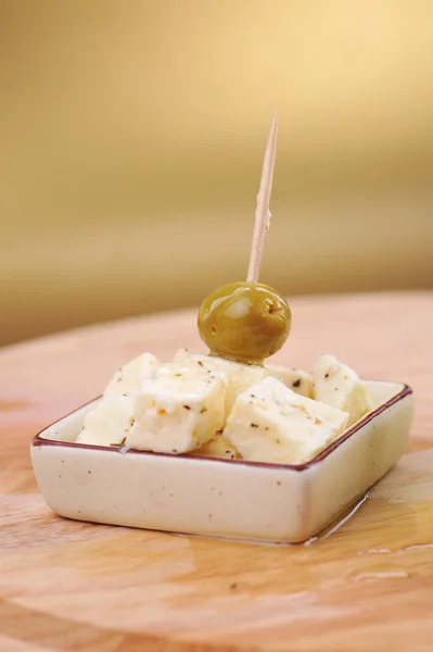 Feta cheese and olives — Stock Photo, Image