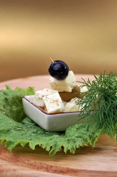 Feta cheese and olives — Stock Photo, Image