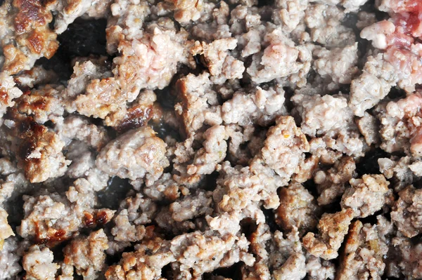 Vlees frituren in pan — Stockfoto