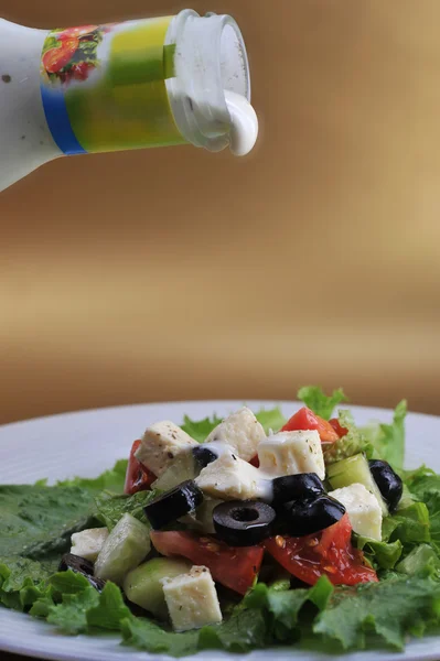 Salat with feta cheese — Stock Photo, Image