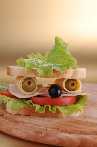 Sandwich sembra faccia — Foto Stock