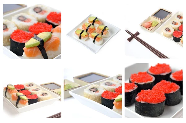 Colage con sushi giapponese — Foto Stock