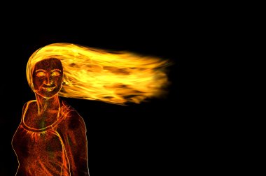 Woman figure made of flames clipart