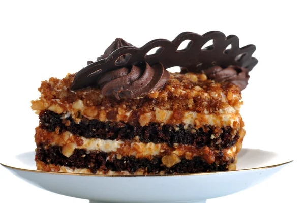 Schokoladenkuchen mit Nüssen — Stockfoto