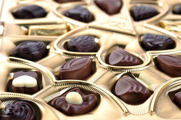 Choklad i rutan på nära håll — Stockfoto