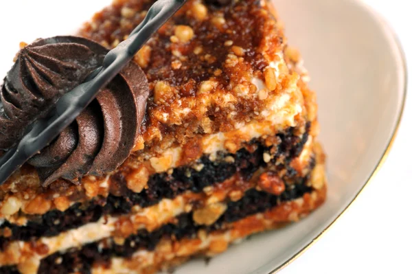 Schokoladenkuchen mit Nüssen — Stockfoto