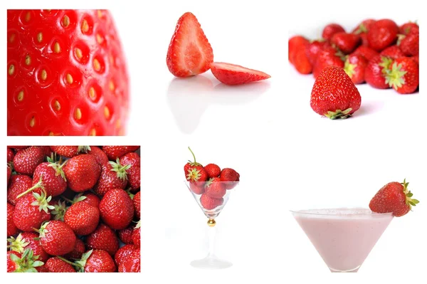 stock image Colage of fresh and tasty strawbery