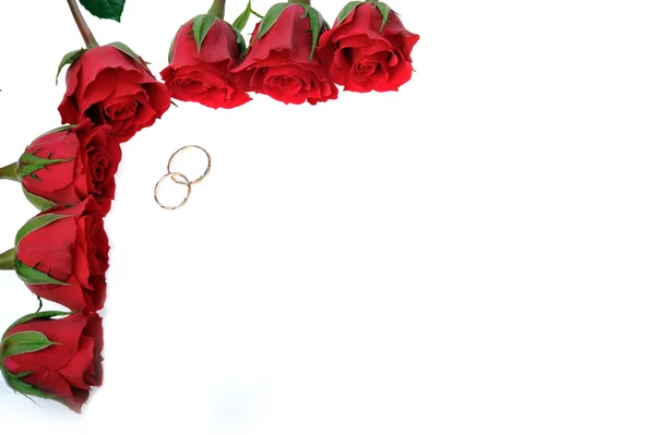 A rózsa és a gyűrű készült keret — Stock Fotó