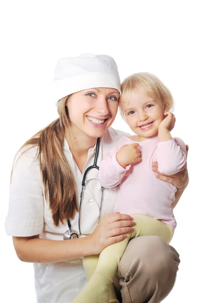 Girl and woman doctor smiling — Stock Photo, Image