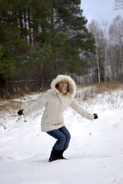 Lány visel téli kabát — Stock Fotó