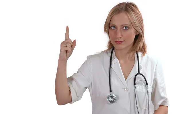 Mladá žena s stetoskop lékařský — Stock fotografie