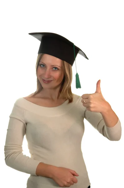 Ung flicka med kandidatexamen cap — Stockfoto