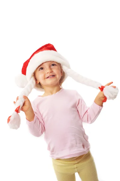 Kız giyen Noel şapka — Stok fotoğraf