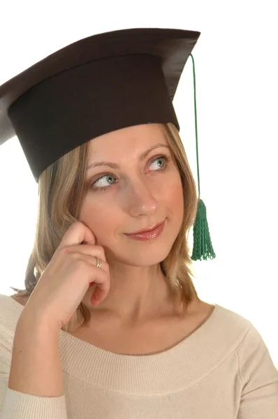 Young girl with bachelor cap — Stock Photo, Image