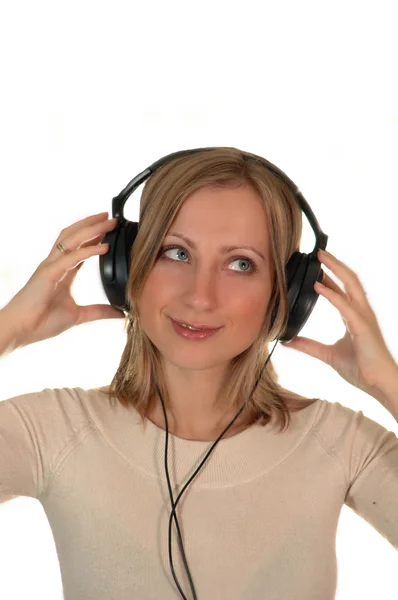 Fiatal nő, fülhallgató — Stock Fotó