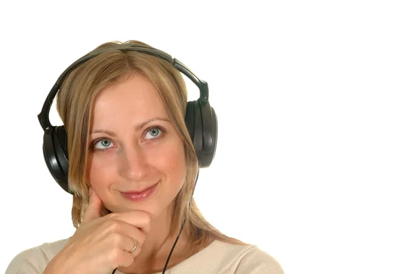 Fiatal nő, fülhallgató — Stock Fotó