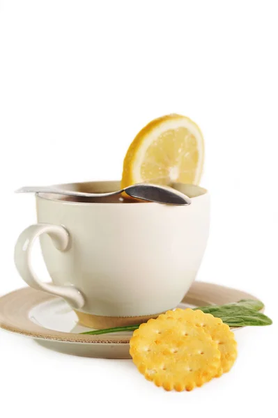 Kopp te med bakverk — Stockfoto