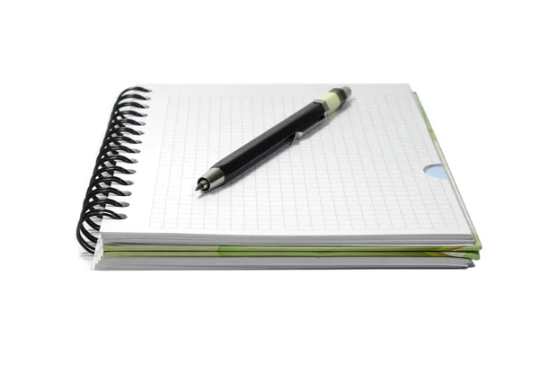 Caderno e lápis mecânico preto — Fotografia de Stock