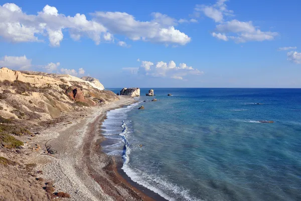 Рок Афродіти пляж, Кіпр Стокове Зображення