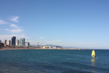 View of the coast of Barcelona city clipart