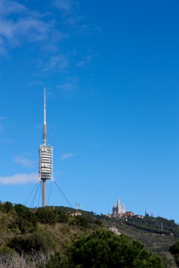 Collserola Tower and Tibidabo. Barcelona clipart