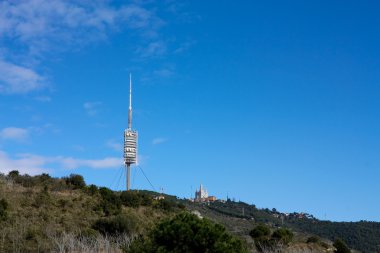 Collserola Tower and Tibidabo. Barcelona clipart