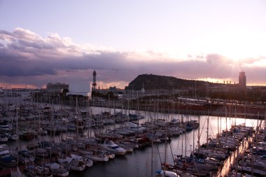 Barcelona, bağlantı noktası. panoramik şehir.