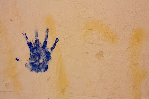 Blue hand, photo background — Stock Photo, Image