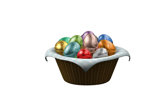 Cesta Huevos de Pascua —  Fotos de Stock