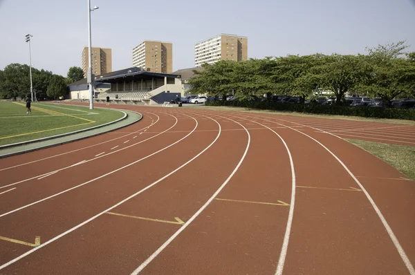 Track lanes close to a turn — Stock Photo, Image