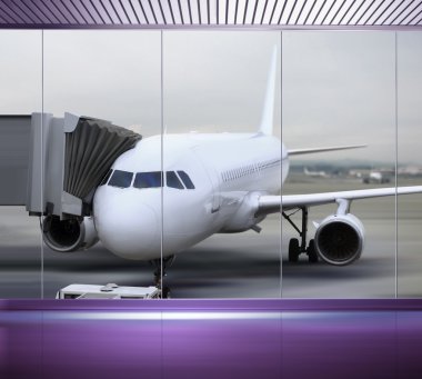 Passenger plane at the airport clipart