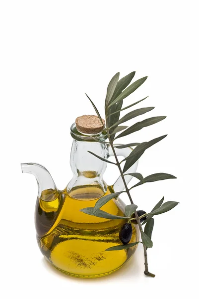 Flaska olivolja och Oliver. — Stockfoto