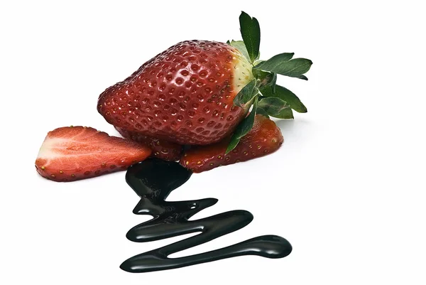 Strawberries with chocolate. — Stock Photo, Image